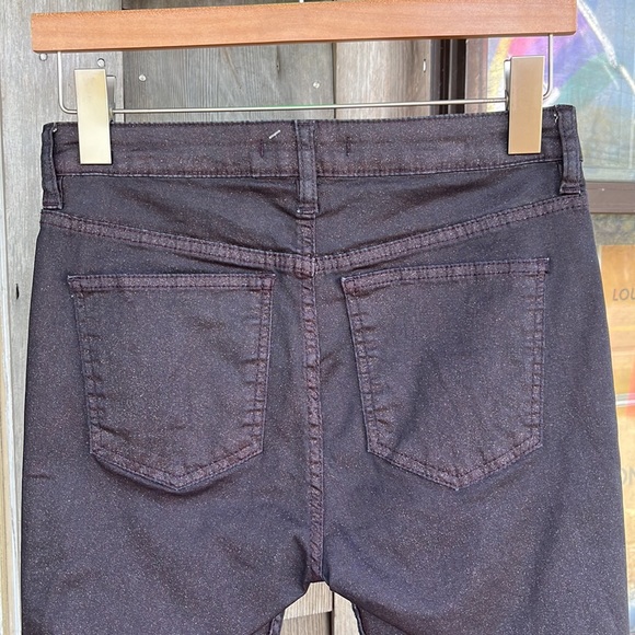 Free People sparkly tiny glitter dark purple skinny stretch jeans 27 - Picture 4 of 4